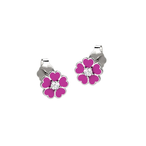 EARRING W/ FLOWER - SILVER 925 - VIOLET COLOR - TDALAL EXCLUSIVE