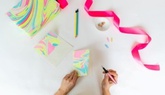 HAND MARBLED NEON - CARDS