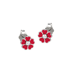 EARRING W/ FLOWER - SILVER 925 - RED COLOR - TDALAL EXCLUSIVE